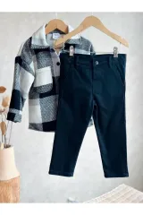 PAMUKLU ODUNCU GÖMLEK VE BELİ LASTİK-DÜĞME AYARLI CANVAS DENİM PANTOLON TAKIM