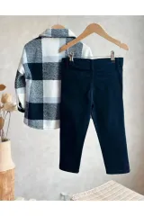 PAMUKLU ODUNCU GÖMLEK VE BELİ LASTİK-DÜĞME AYARLI CANVAS DENİM PANTOLON TAKIM
