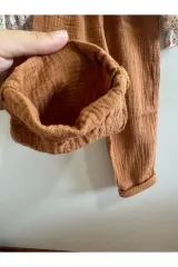 Kız Çocuk Çicek Desenli Gömlek Müslin Pantolonlu Alt-Üst Takım