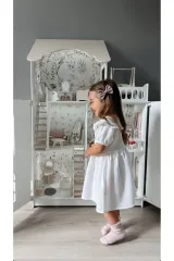 Kız Çocuk Pamuklu Yaka İşleme Detaylı  Elbise